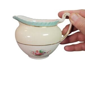 Winterling Marktleuthen Bavaria Floral Creamer Blue Scalloped Gold Trim